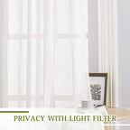 NICETOWN Semi Sheer Linen Curtains Flax Textured - Image 3