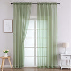 Chyhomenyc Sage Green Sheer Curtains 96 Inches Long 2 Panels, Light Filtering by Chyhomenyc