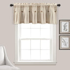 Lush Decor Linen Button Farmhouse Valance Curtians 52"W x 18"L Dark Linen by LushDecor