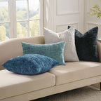 decorUhome Navy Blue Chenille Euro Sham Throw Pillow Covers 26x26 Set of 2 - Image 5