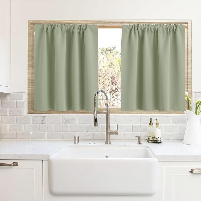 RYB HOME Cafe Blackout Curtains 24 inch Length, RV Curtains by RYBHOME
