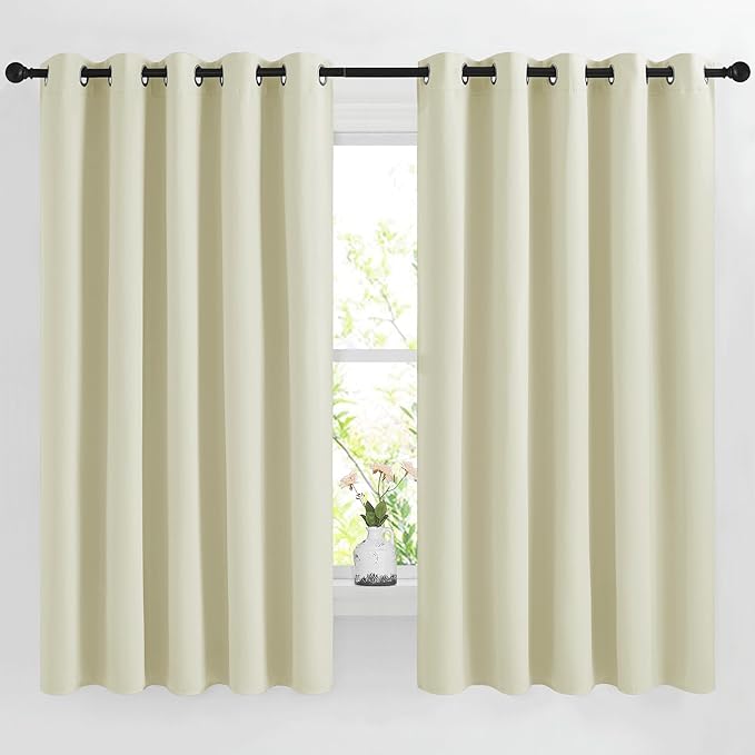 NICETOWN Beige Room Darkening Curtains 66 inches Long, Grommet Thermal Curtains by NICETOWN