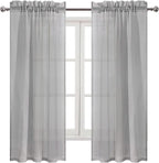 DWCN Grey Sheer Curtains Semi Transparent Voile Rod Pocket Curtains - Image 9