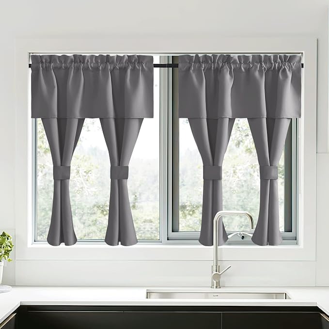 NICETOWN Short Curtains with Attached Valance by NICETOWN