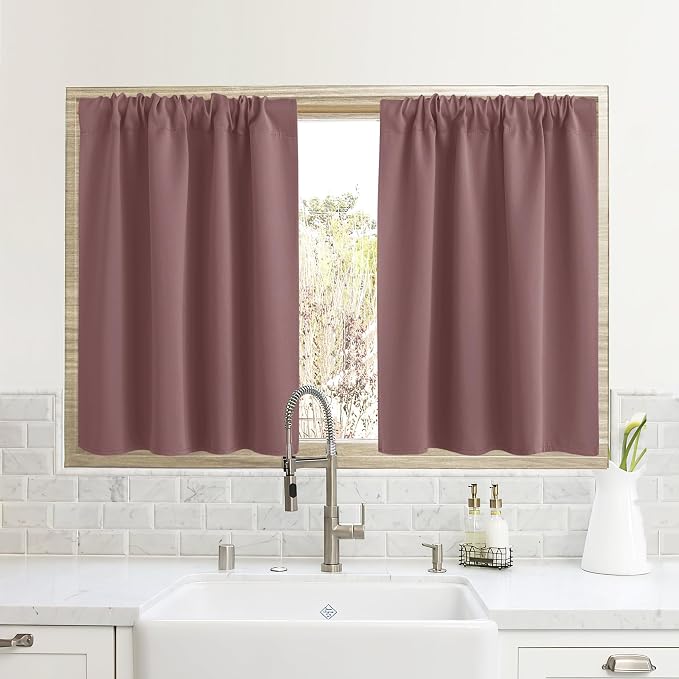 RYB HOME Cafe Blackout Curtains 24 inch Length, RV Curtains by RYBHOME