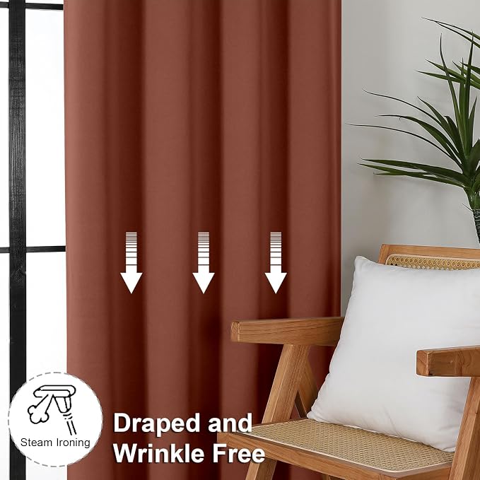 Simplebrand Ava Terracotta Short 36 Inches Blackout Curtain 2 Panels Set - Image 7