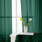 Lecloud Hunter Green Sheer Curtains 54 Inch Length 2 Panels, Voile Light - Image 8