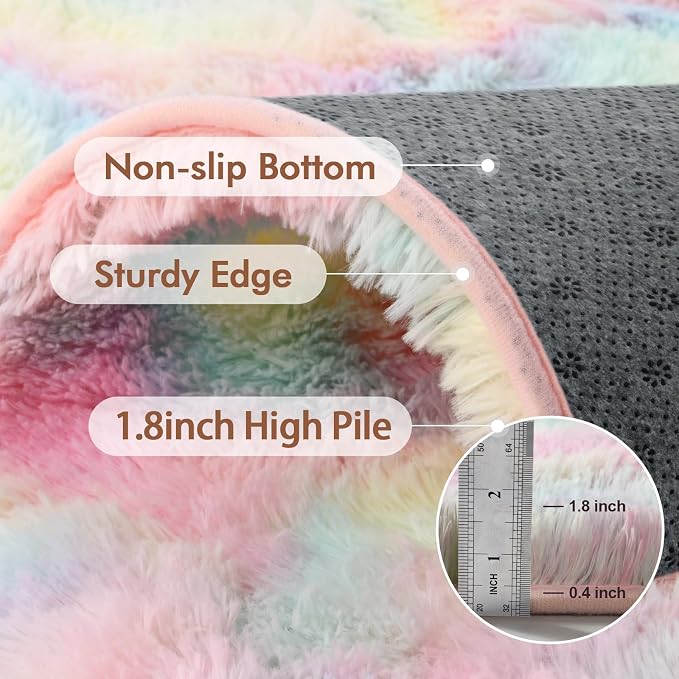 4x6 Ft Shag Kids Colorful Rugs for Bedroom, Ultra Soft Fluffy Furry Area Rugs - Image 5