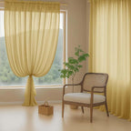 Gold Sheer Curtains 90 Inches Long 2 Panels, Light Filtering Solid Sheer - Image 8