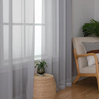 Chyhomenyc Light Grey Sheer Curtains 96 inches Long 2 Panels, Light Filtering - Image 4