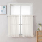 Chyhomenyc Ivory Sheer Curtains 30 inch Length 2 Panels, Light Filtering Voile by Chyhomenyc