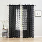 YJ YANJUN Vintage Lace Curtains 90 Inches Long- Victorian Floral Pattern Black - Image 3