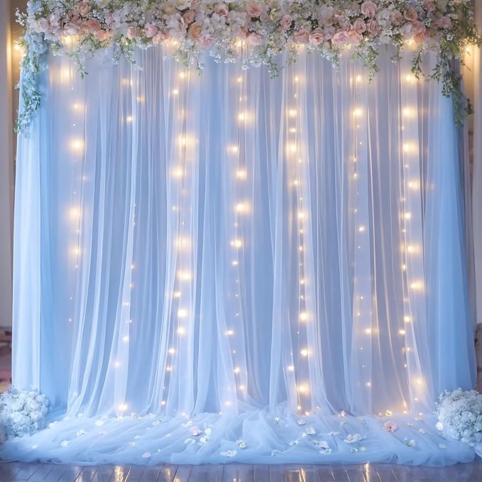 10ft x 12ft Baby Blue Tulle Backdrop Curtain - Image 5