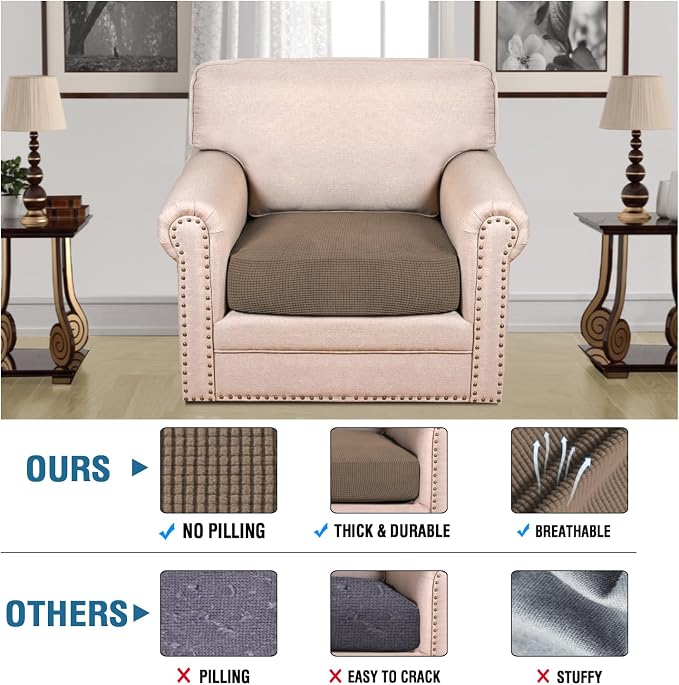 H.VERSAILTEX Super Stretch Individual Seat Cushion Covers Sofa Covers Couch - Image 2