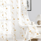 HOMEIDEAS Yellow Sheer Curtains 84 Inches Long 2 Panels Yellow and White - Image 7