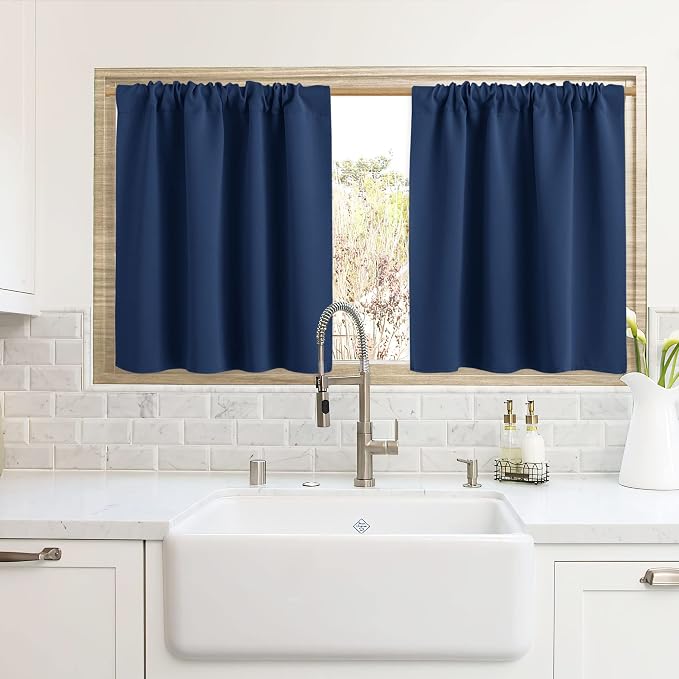 RYB HOME Cafe Blackout Curtains 24 inch Length, RV Curtains by RYBHOME