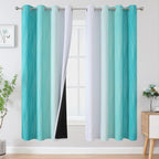 Estelar Textiler Grayish White and Teal Blackout Curtains by ESTELARTEXTILER