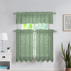 Lecloud Leia Sage Green Sheer Curtains 54 Inch Length 2 Panels, Voile Light - Image 2