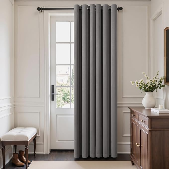 MIULEE Blackout Door Curtain Set of 2, 34 x 80 Inch Grey Thermal Insulated Room - Image 3