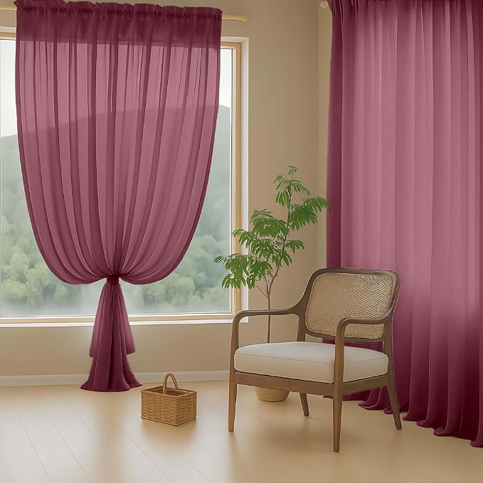 Sheer Curtains for Window 96 Inches Long 2 Panels Set, Soft Airy Light - Image 8