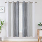 Estelar Textiler Full Room Darkening Greyish White and Grey Blackout Curtains - Image 2
