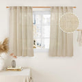 LAMIT Small Window Linen Curtains 45 Inches Long, Semi Sheer Light Filtering by LAMIT