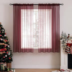 MIULEE 2 Panels Solid Color Sheer Christmas Window Curtains Elegant Window by MIULEE