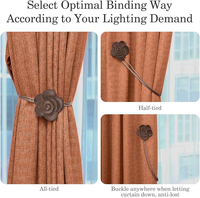 Lewondr Magnetic Curtain Tieback, Vintage Curtain Holdback, Resin Flower - Image 4