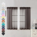 OVZME Chocolate Brown Sheer Curtains 45 Inches Long 2 Panels, Light Filtering by OVZME
