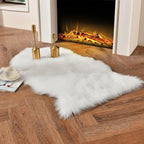 duduta White Faux Sheepskin Throw Rug 2x3 ft, Fluffy Shag Fur Chair Cover Small - Image 2