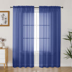 Gwine Royal Blue Sheer Curtains 72 Inches Long 2 Panels Set by Gwine