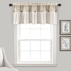 Lush Decor Linen Button Farmhouse Valance Curtians 84"W x 18"L Linen by LushDecor
