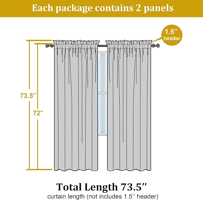 OWENIE Lime Sheer Curtains for Bedroom Living Room 72 Inches Long 2 Panels Set - Image 2