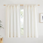 NICETOWN Natural Linen Kitchen Curtains 45 inches Long, Rod Pocket & Back Tab - Image 3