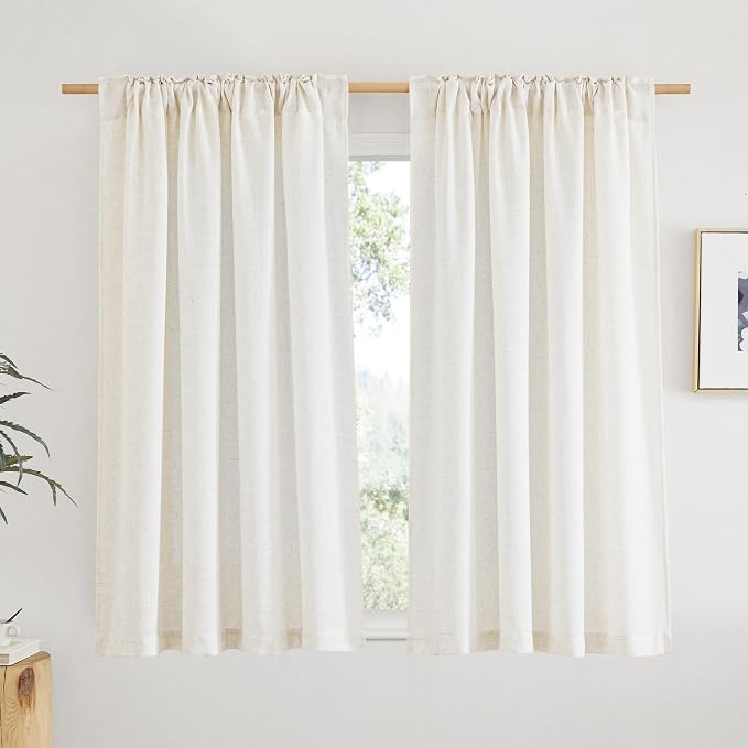 NICETOWN Natural Linen Curtains 54 inches Long - Image 3