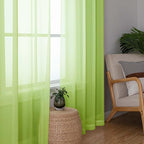 Lecloud Lime Sheer Curtains 96 Inches Long 2 Panels, Dual Rod Pockets Living - Image 2
