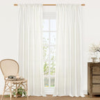 LAMIT Linen Semi Sheer Curtains 84 inch Long 2 Panels, Natural Ivory Soft Light by LAMIT