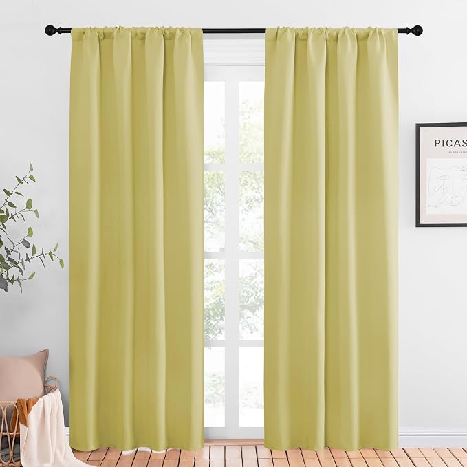 NICETOWN Blackout Curtains for Living Curtains, Paler Yellow, 2 Panels by NICETOWN