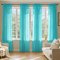 MIULEE Turquoise Sheer Curtains 108 Inches Long, 4 Panels Set, Light Filtering by MIULEE