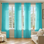MIULEE Turquoise Sheer Curtains 108 Inches Long, 4 Panels Set, Light Filtering by MIULEE
