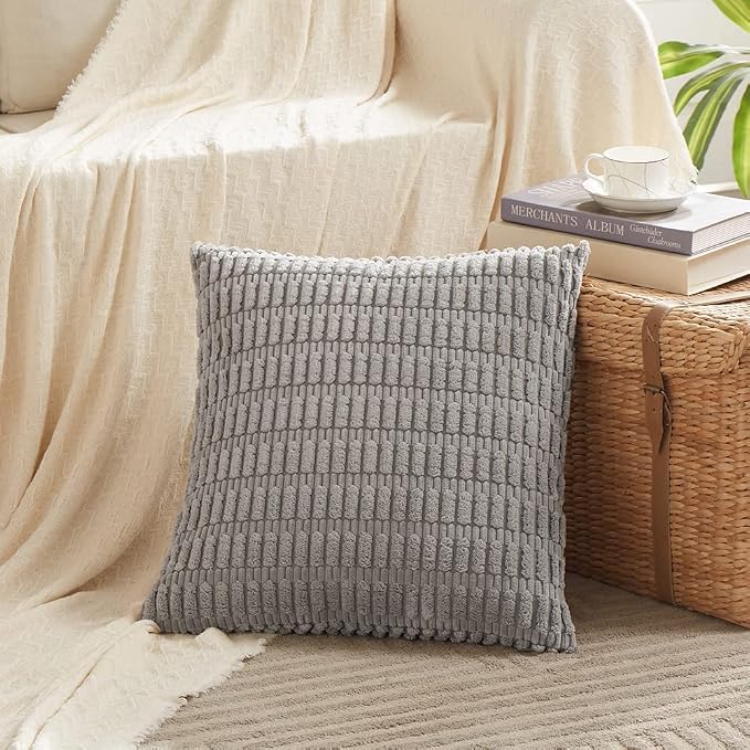 Fancy Homi 4 Packs Grey Decorative Throw Pillow Covers 16x16 Inch - Image 2
