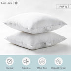 LANE LINEN 26x26 White Throw Pillow Inserts – Pack of 2 White, Fluffy - Image 2