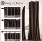 Guken Brown 100% Blackout Curtains 63 Inch Length 2 Panels Set - Image 6