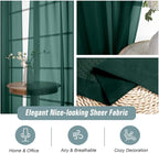Green Window Sheer Curtains 45 Inches Length, Voile Short Curtains - Image 4