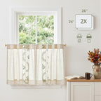 jinchan Belrose Linen Floral Kitchen Curtains 24 inch Length Embroidered - Image 5