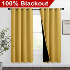 NICETOWN Bright Yellow Full Shade Curtain Panels, Pair of Thermal Insulated & - Image 2
