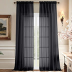 Aiyufeng 108 Inch Black Sheer Window Curtains by Aiyufeng