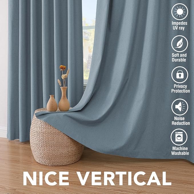 H.VERSAILTEX Linen Blackout Curtains 96 Inches Long 100% Blackout Thermal - Image 7