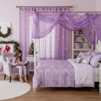 WAZZIO Boho Lace Curtains 84 Inch 2 Panels -Sheer Panel Drape Floral Pattern & - Image 3