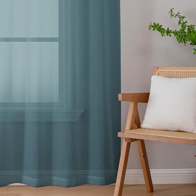 OWENIE Sheer Curtains, 63 inch Length Set of 2, Rod Pocket Light Weight Voile - Image 7